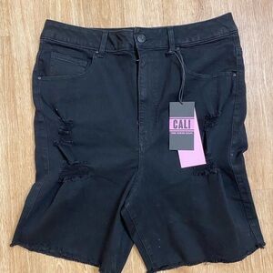 Refuge Black Distressed Jean Shorts